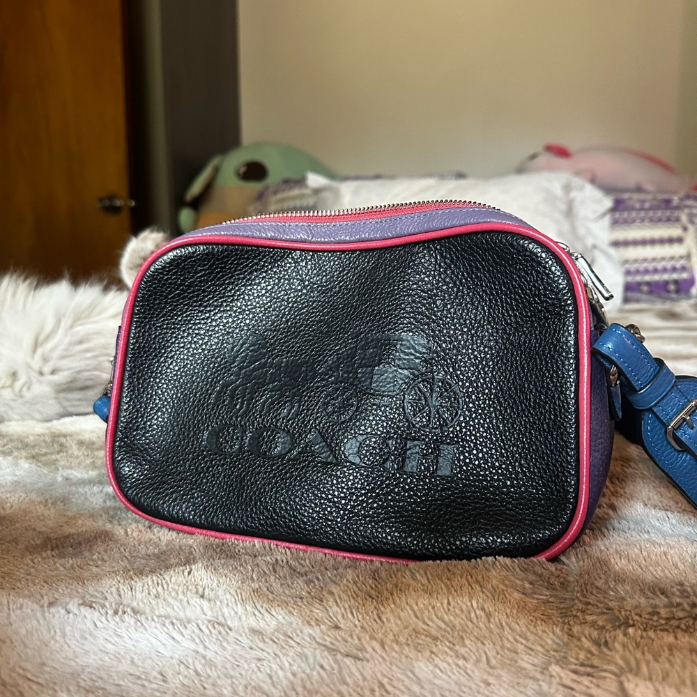 Coach Black and Blue Belt Bag with Sporty Design